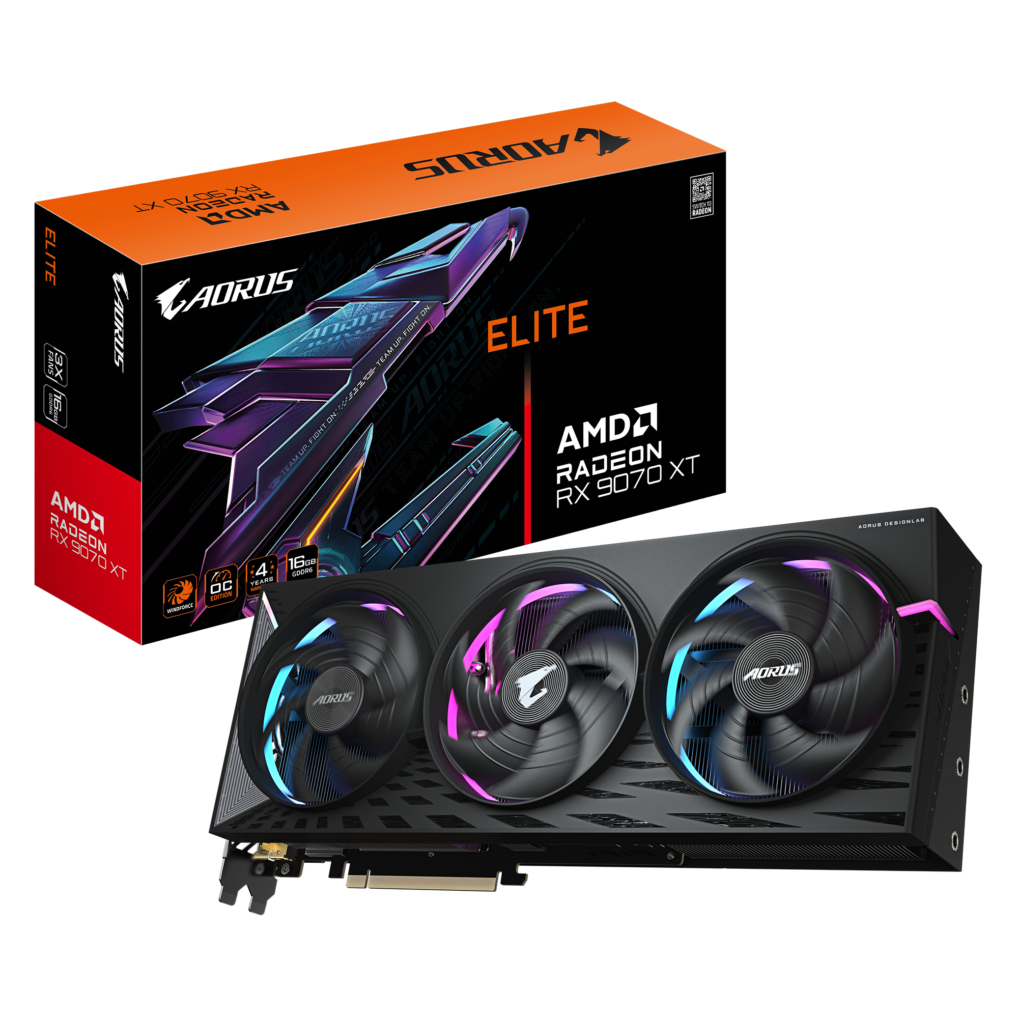 Видеокарта Видеокарта GIGABYTE GV-R9070XTAORUS E-16GD