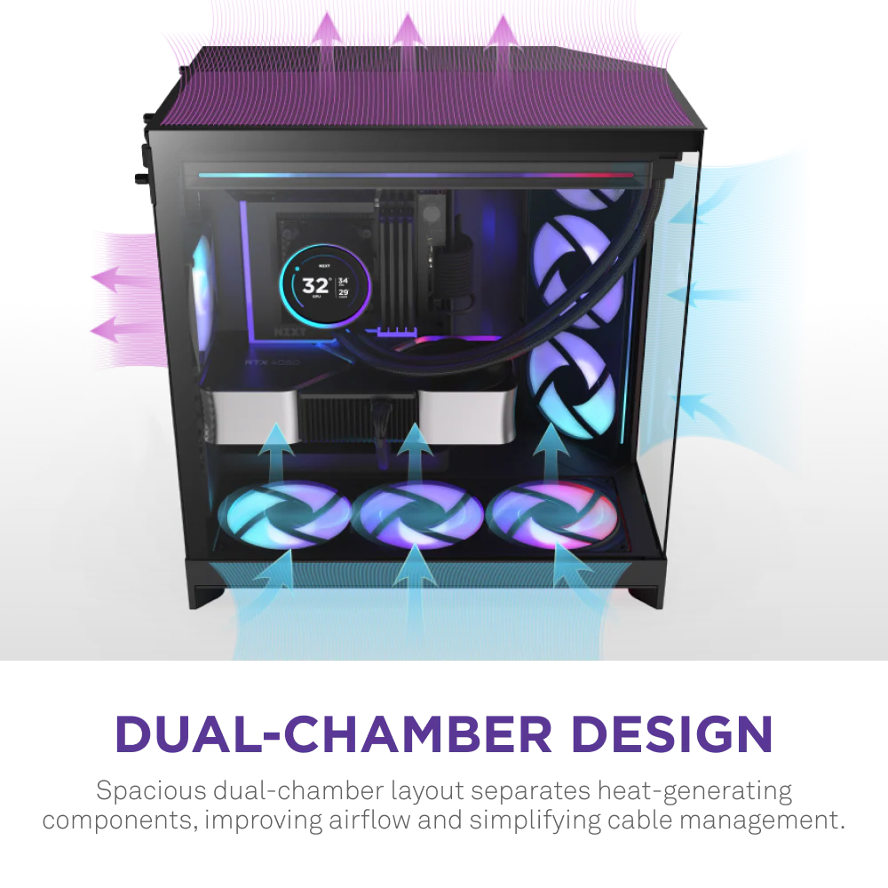 Корпус без блока питания NZXT H9 Flow RGB+ CM-H92FB-P1
