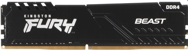 Память DIMM DDR4 8GB (PC4-28800, 3600MHz) Kingston FURY Beast RGB Black (1шт x8 ГБ, CL 17-21-21, 1.35 В, Single rank x8, высота 41.2 мм)